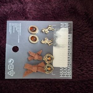 H&M Western Inspired Set Of 4 Earrings, New With Tags
